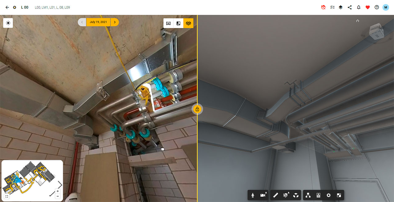 360° Aufnahmen und BIM-Modell
